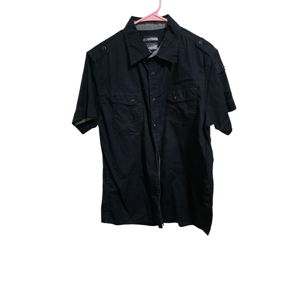 Black Counter Intelligence Short Sleeve Button Men's Shirt Size L